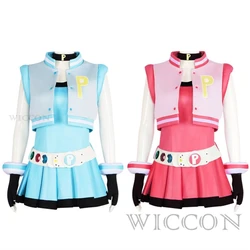 Power Cos Puff Girls Cosplay Costume Hyper Blossom Rolling Bubbles Costume Vest Coat Dress Outfit Hairband Gloves Belt