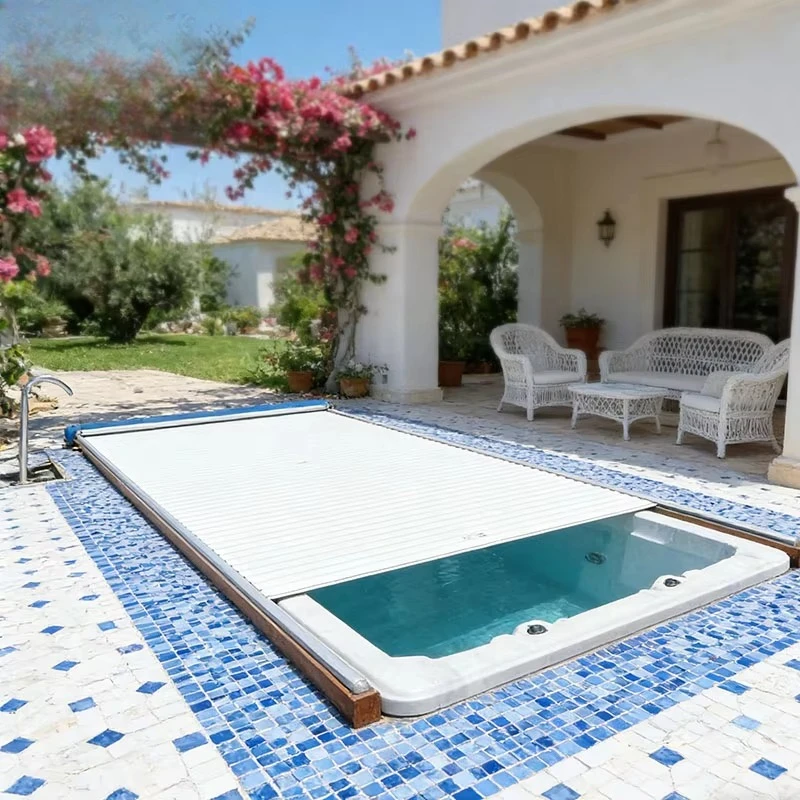 Aluminum alloy slat swimming pool cover thermal insulation PVC shell storage protection box