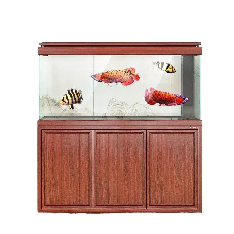 New ultra white glass fish tank living room large bottom filter ecological aquarium household Arowana tank