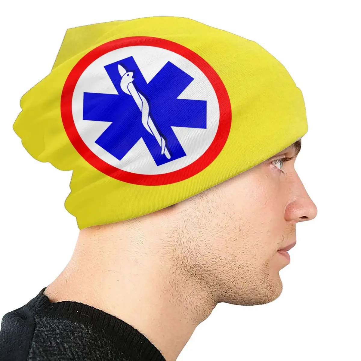 Paramedic Star Of Life Logo Skullies Beanies Caps Unisex Trend Winter Warm Knit Hat Adult Emergency Medical EMT Bonnet Hats