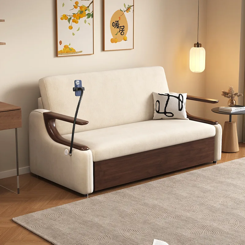 New double sofa bed foldable household small apartment living room dual-purpose integrated telescopic multi-functional solid