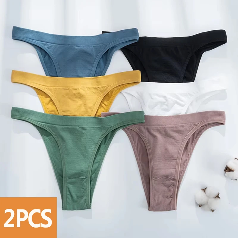 2PCS Women Panties Seamless Briefs Underwear Low Rise Underpants Sexy Lingerie Pantys High Elasticity Comfortable Intimates