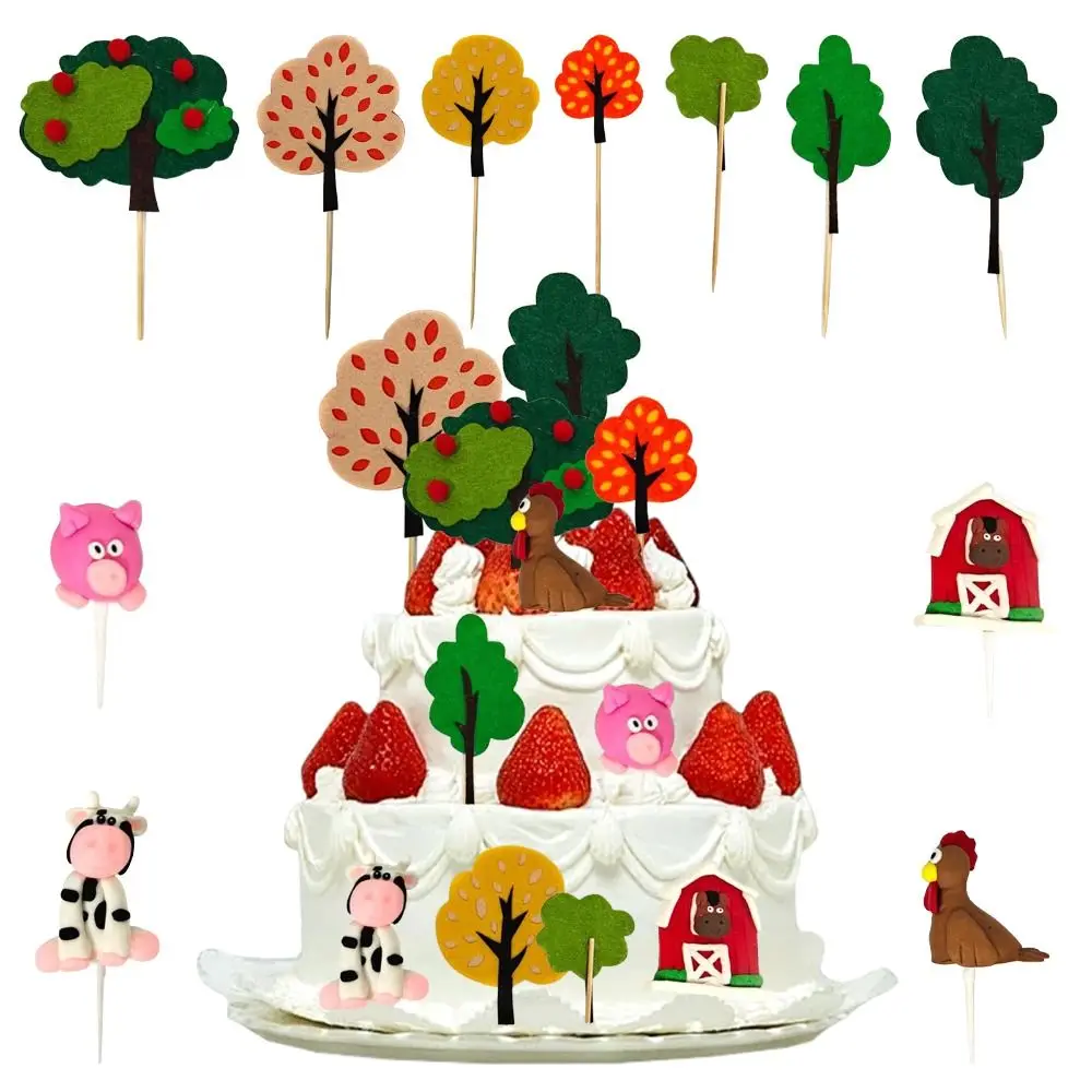 Cake Decor Cow Farm Animal Birthday Cake Topper Pig Farm Animal Farm Party Decorations Chicken Cow Cake Topper Party