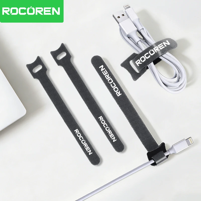 Rocoren 40Pcs Cable Organizer Wire Winder Cable Management Protector for iPhone Mouse Earphone Cable Ties Holder Cord Protection