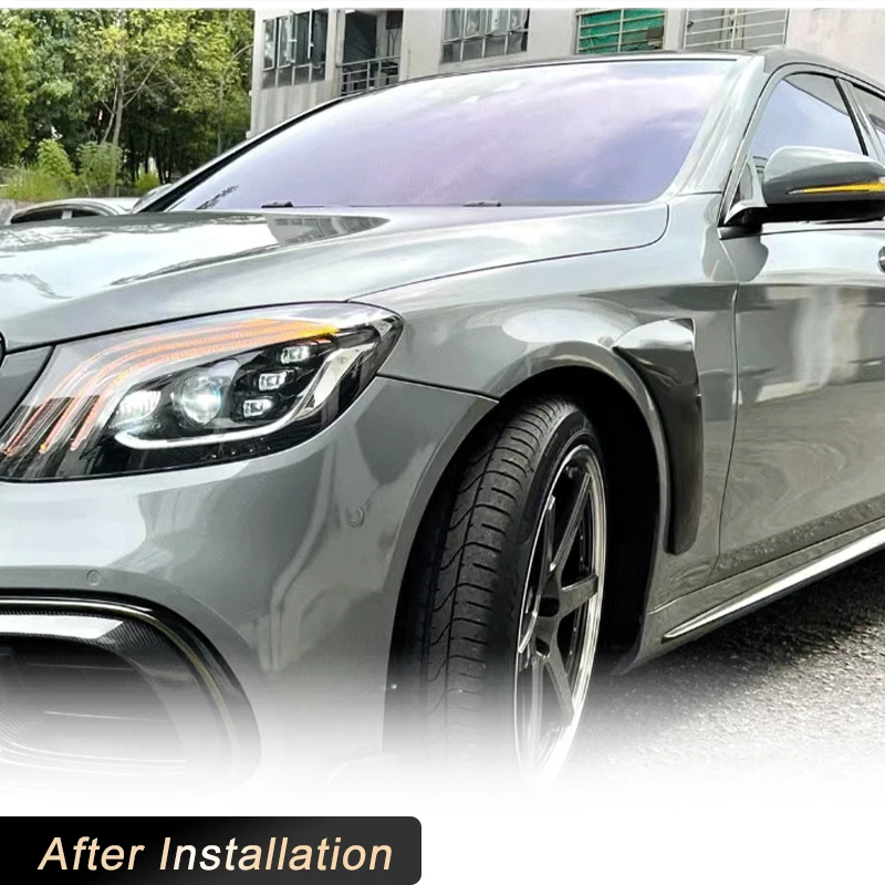 Carbon Fiber Car Front Bumper Side Fender Fins Trim for Benz S Class W222 S400 S63 S65 AMG Sedan 4-Door 2014-2018 Fender Trims