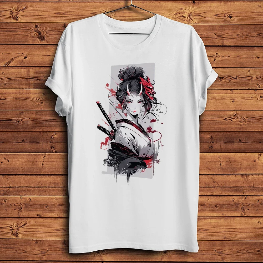 heavyweight Japanese Samurai  Geisha Onna Bugeisha Funny Men Casual Short Sleeve Unisex Streetwear Tee Breathable Print