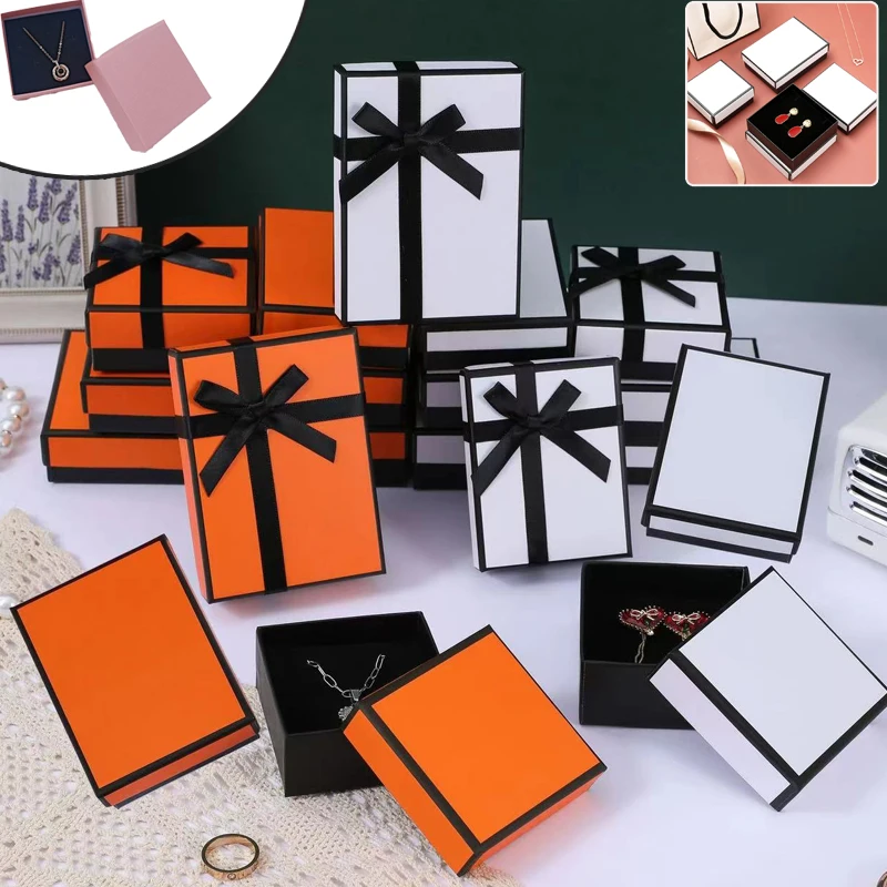 

5pcs White Black Cardboard Jewelry Box with Black Sponge Ring Earring Organizer Box Girls Gift Packaging Travel Accessories선물 상자