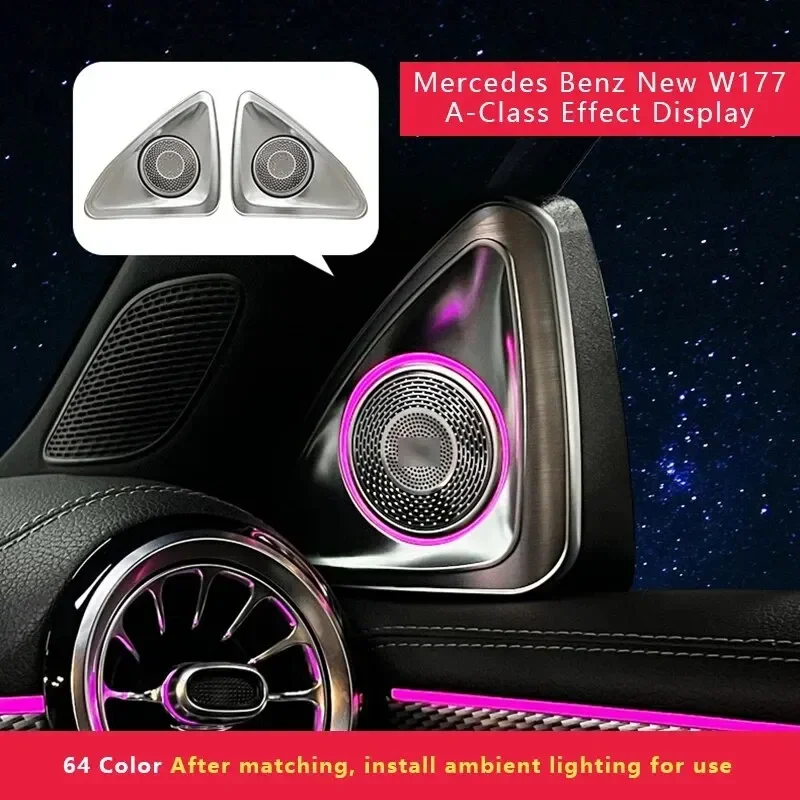 Haut-parleur de twecirculation de lumière ambiante LED, rotation 4D, 64 couleurs, adapté pour Mercedes Benz 2022, classe C, W206, C300, voiture, aigus RVB, remise en état du klaxon