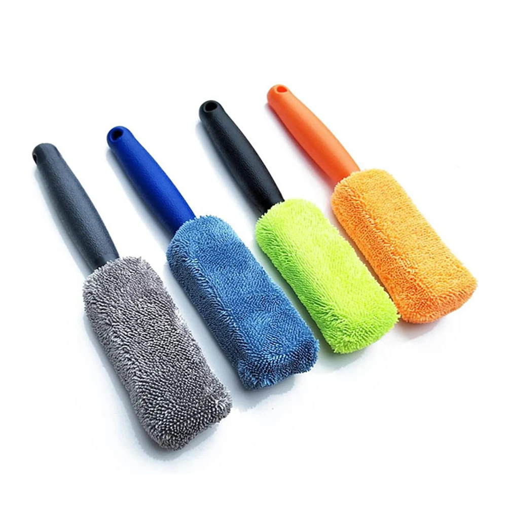 Car Wash Portable Microfiber Wheel Tire Rim Brush Car Wheel Wash Cleaning For Car With Plastic Handle Auto Washing Cleaner Tools