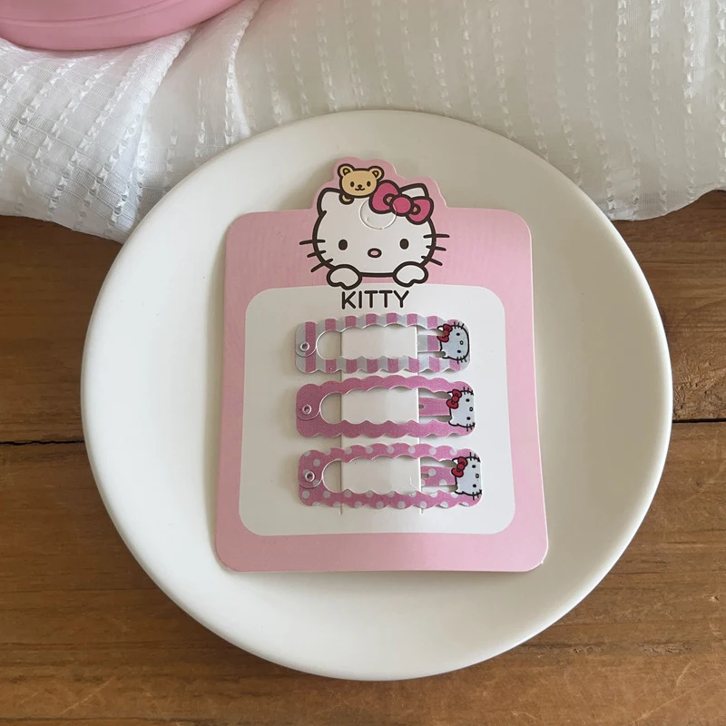 Sanrio Hello Kitty Hair Clip para Mulheres e Meninas, Sweet Hairpins, Cartoon BB Clip, Moda Kawaii, Presente Bonito, Y2K, 2 Pcs, 3Pcs