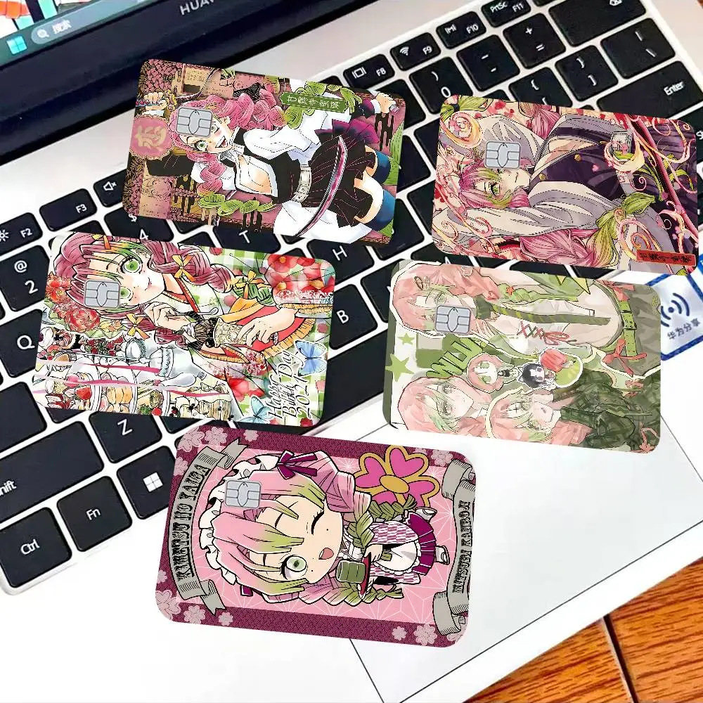 Popular Demon Slayer Kanroji Mitsuri Anime diferentes estilos pegatina de póker película cinta piel para tarjeta de crédito tarjeta de débito Chip grande
