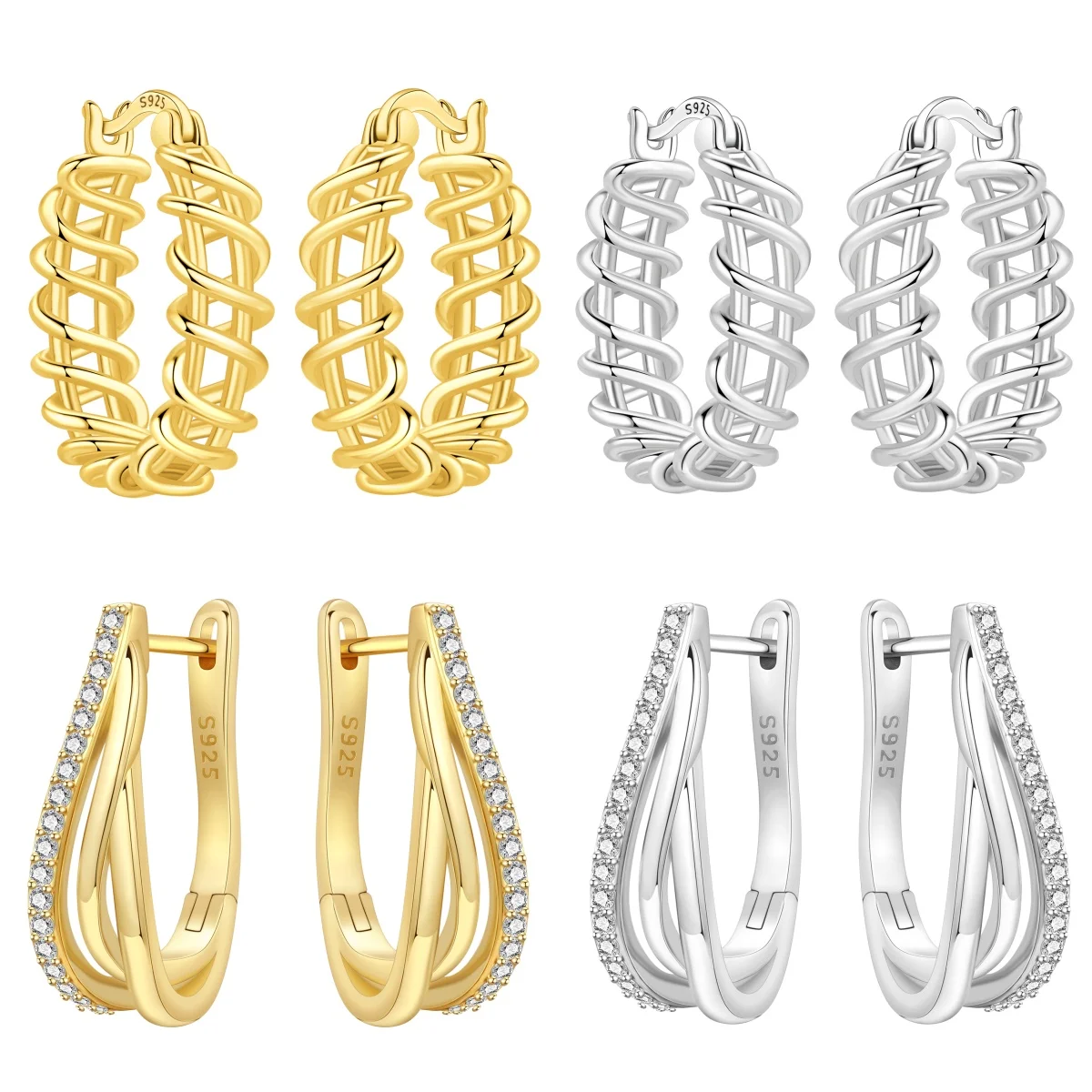 

Серьги Orstarry из стерлингового серебра S925, универсальные и стильные изогнутые серьги с тремя кругами для женщин, подарок на день рождения, серебряные украшения