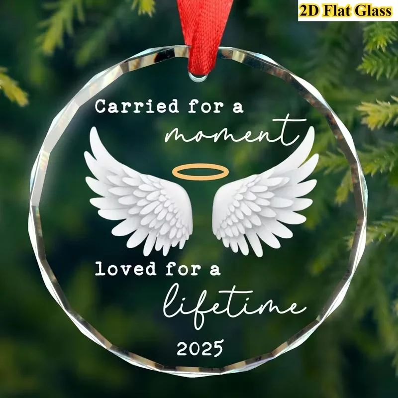 

2D plane, cute glass ornaments - 8x8 cm (8 cm round) Christmas and Valentine's Day Thanksgiving commemorative items, can be hung