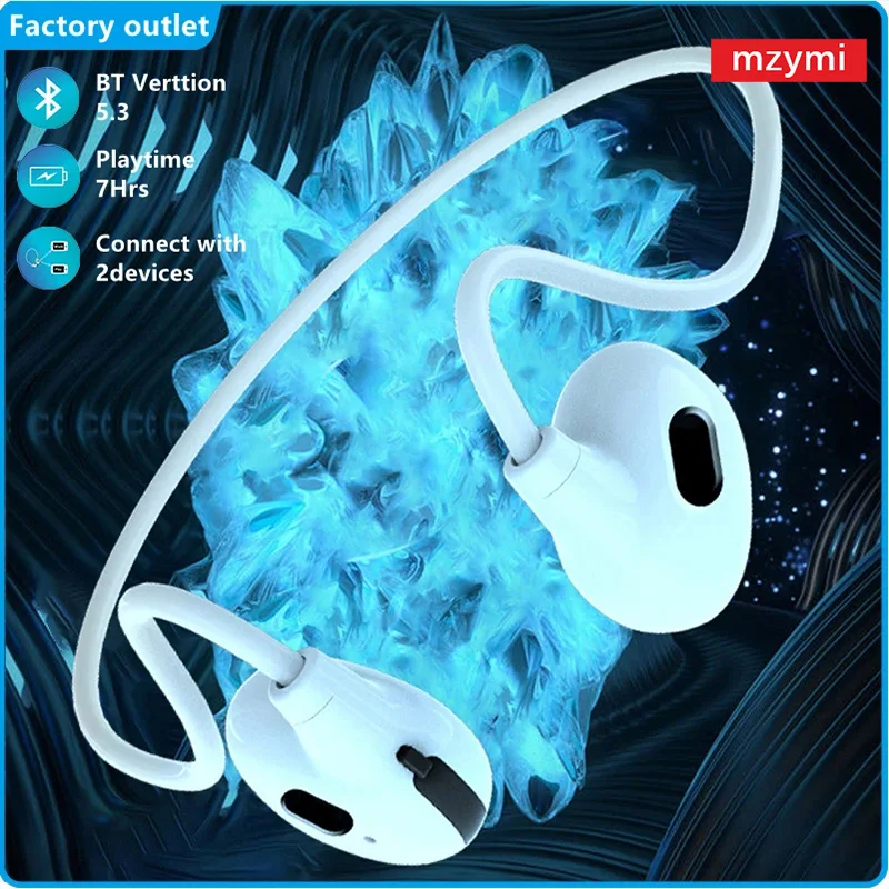 

mzymi Pro Air TWS Wireless Neckband Earbuds Bluetooth5.3 Air Conduction Headphone Noise Cancelling Earphone With Mic