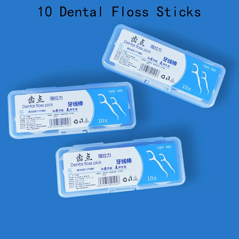 Palillos de hilo Dental para el cuidado bucal, 10 piezas, paquete aleatorio de 7,5 cm