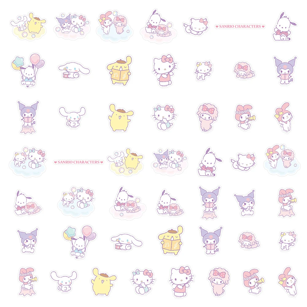 귀여운 산리오 캐릭터 스티커 50개, 어린이용 쿠로미 애니메이션 스티커, DIY 여행 가방, 휴대폰, 물병, 스크랩북용 쿠로미 헬로키티 데칼