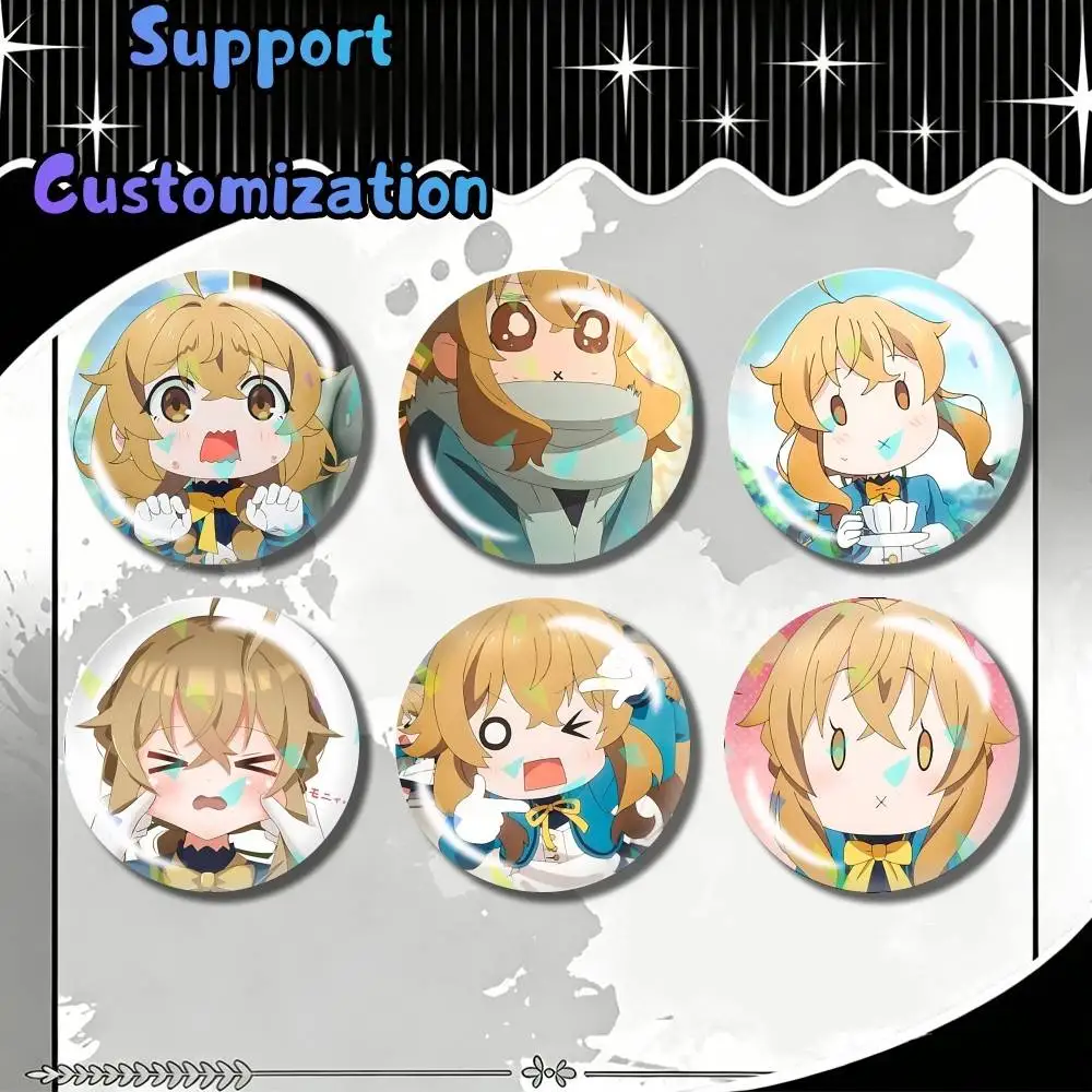 Silent Witch Monica Everett Chibi Customizable Round Brooch Pins, Personalized Badges With Broken Glass Design Fashion Accessory