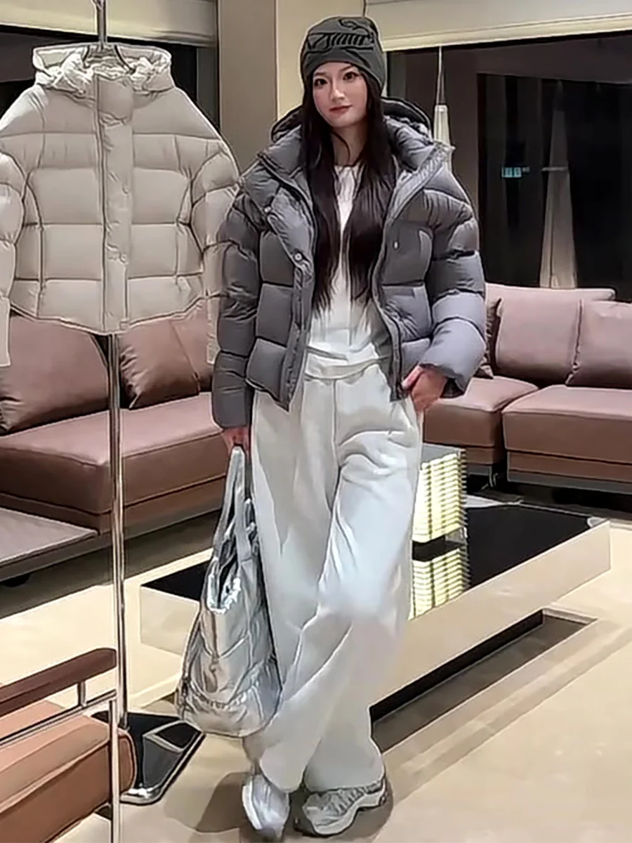 Azul Thiened ort down Jaet Mujer Invierno Casual Sle Suelto Blanco Du Feather Ropa de abrigo cálida con capucha Diseño a prueba de viento