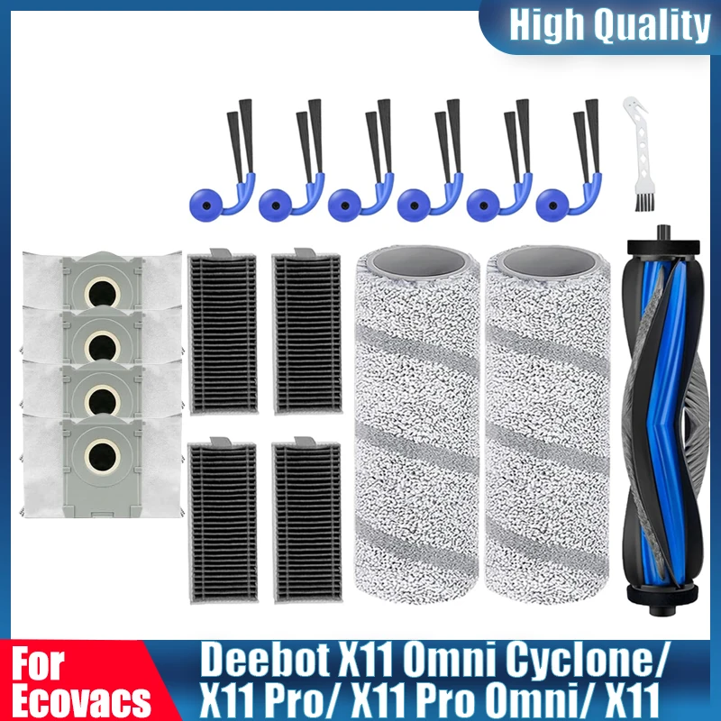 

Main Brush Side Brush Dust Bag HEPA Filter for Ecovacs Deebot X11 Omni Cyclone/X11 Pro Omni/X11Robot Vacuum Part Accessories
