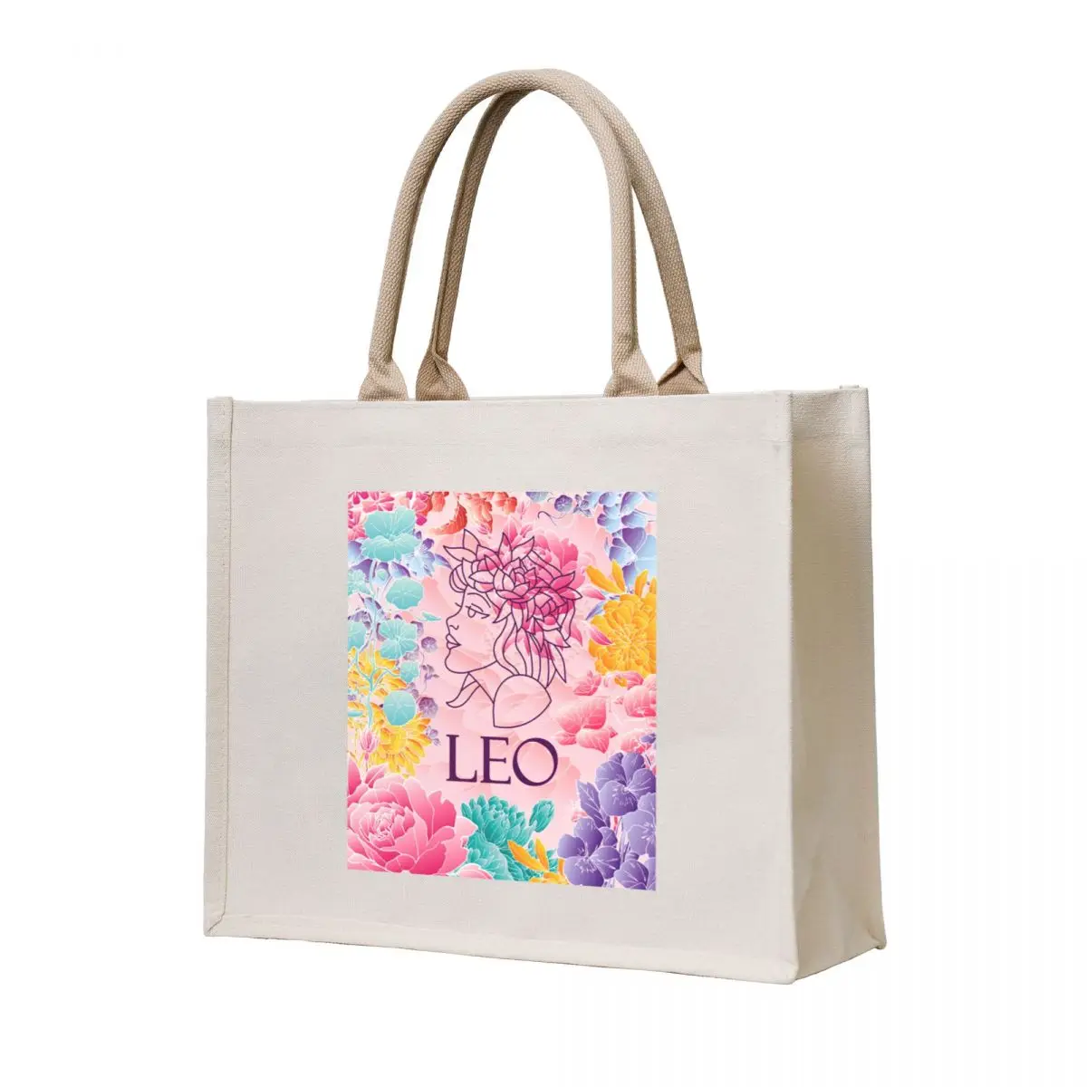 

Leo Zodiac Pink Fantasy Design Horoscope Design Tote Bag Cloth bags personalized tote shopper bag women canvas