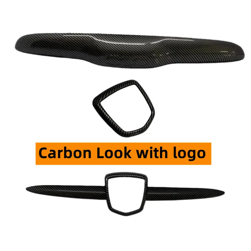 3PCS/SET For Fiat Abarth 500 595 695 Car Trunk Lid Tailgate Handle Cover Trim + Front / Rear Logo Badge Grill Strip Cover image 3