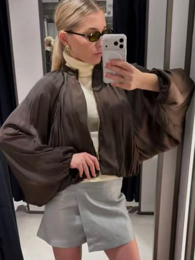 New Women Pants Set Casual Long Sleeve Zippers Bomber Jacket Lantern Trousers 2026 Spring Autumn Casual Loose Lady Outfit