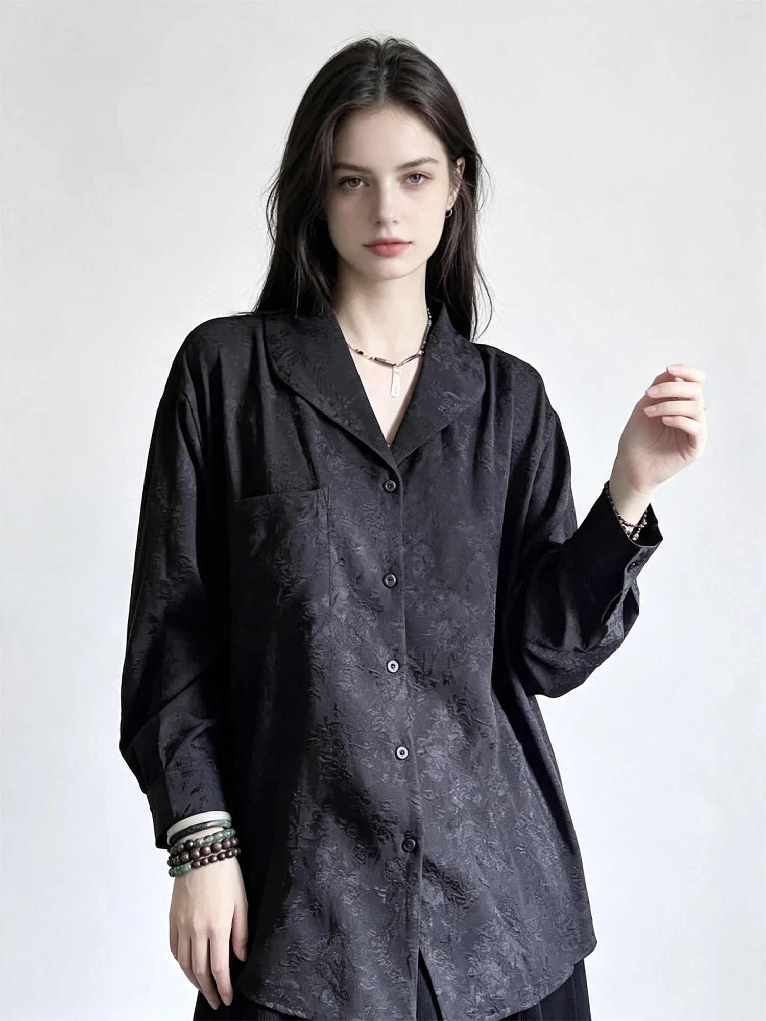 Women Black Gothic Chinese style Blouses and Shirts Y2k Gyaru Emo Blouse Elegant Vintage Long Sleeve Shirt for Women Autumn 2026