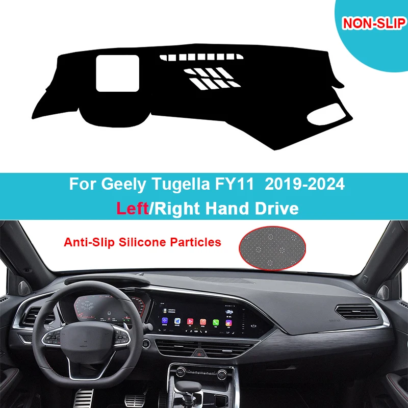 Фланелевый замшевый полиэстеровый чехол для приборной панели автомобиля, коврик для приборной панели Geely Tugella FY11 2019-2021 2022 2023 2024 с защитным ковровым покрытием HUD