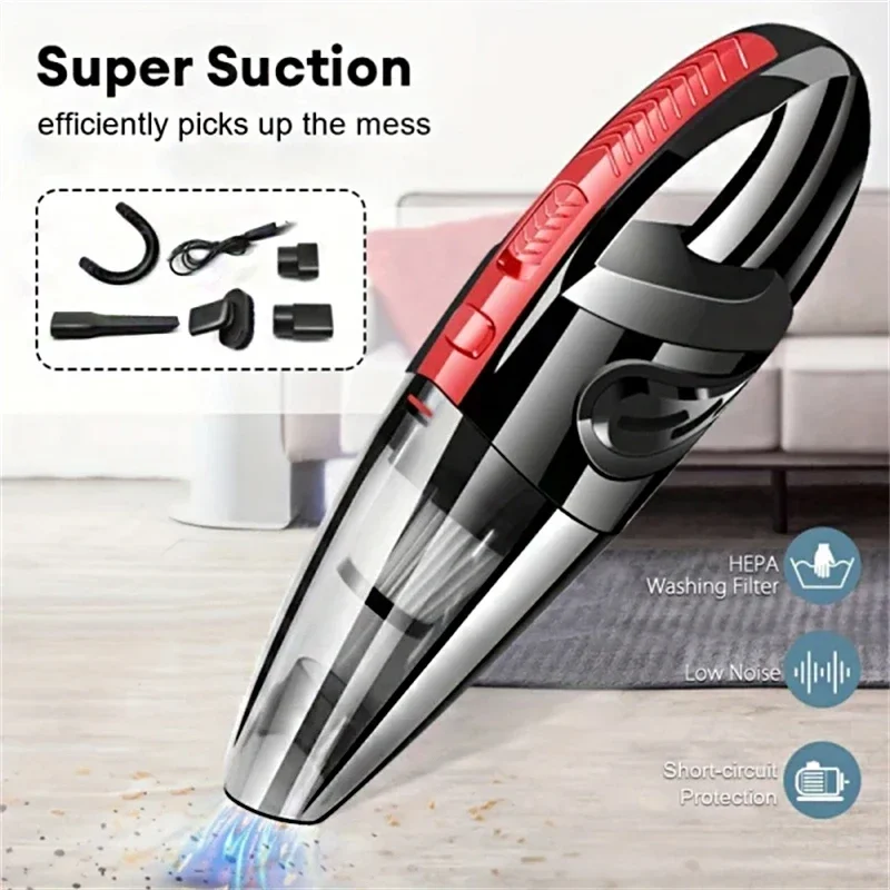 Tragbarer kabelloser Handstaubsauger, leistungsstarke Saugkraft, wiederaufladbares Reinigungsgerät, Schnellladung für Tierhaare im Auto und Zuhause – Detail 6