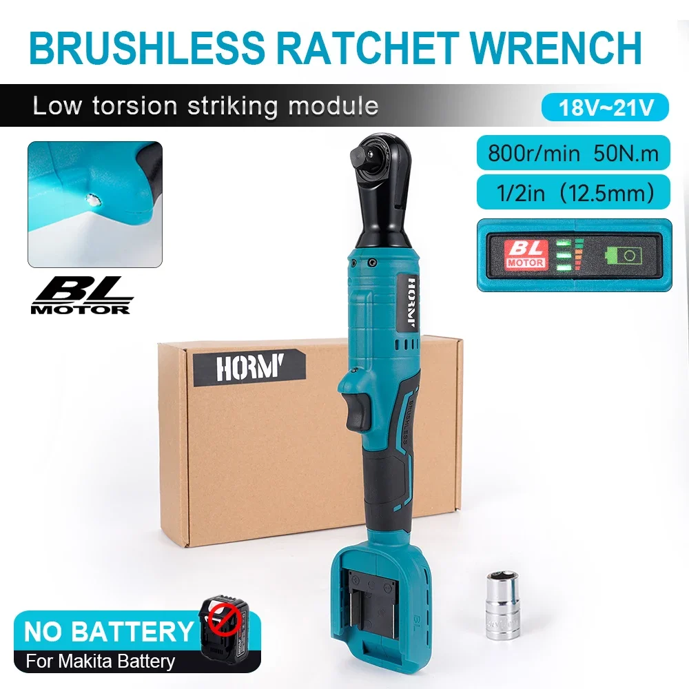 

Brushless Electric Wrench 1/2'' Right Angle Ratchet Drill Set 50N.m Removal Screw Nut Car Repair Power Tool For Makita Battery