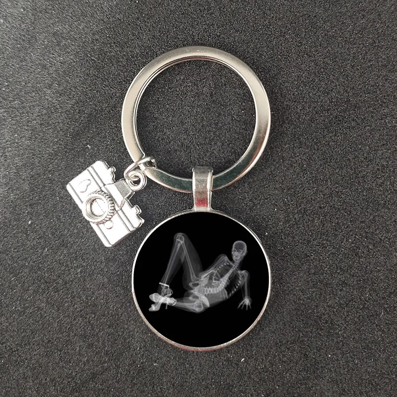 Nurse Keychain Alloy Camera Key Chain Jewelry Dome Glass Keychain Medicine Lovers Gift X-Ray Film Keychain Nurse Doctor Gift