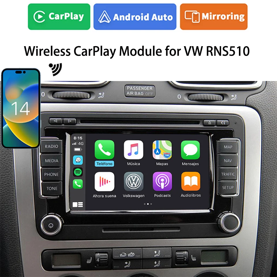 Интерфейс решения iCarPlay Apple Carplay Android для Volkswagen Tiguan Touareg Transporter T5 Passat RNS510 RNS810 Радио Интерфейс решения iCarPlay Apple Carplay Android для Volkswagen Tiguan Touareg Transporter T5 Passat RNS510 RNS810 Радио