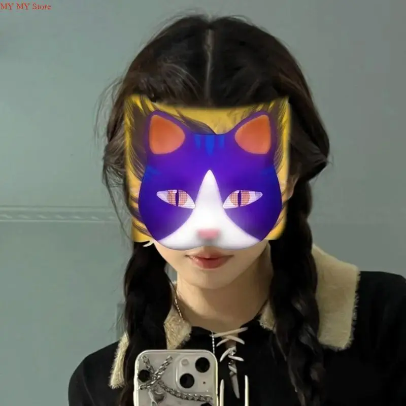 N1HE Therians Mặt nạ đặt lông thú, lưới mắt, tấm vải DIY Cá DIY Mèo Mask để sơn trang bị mặt nạ động vật cho Halloween Cosplay