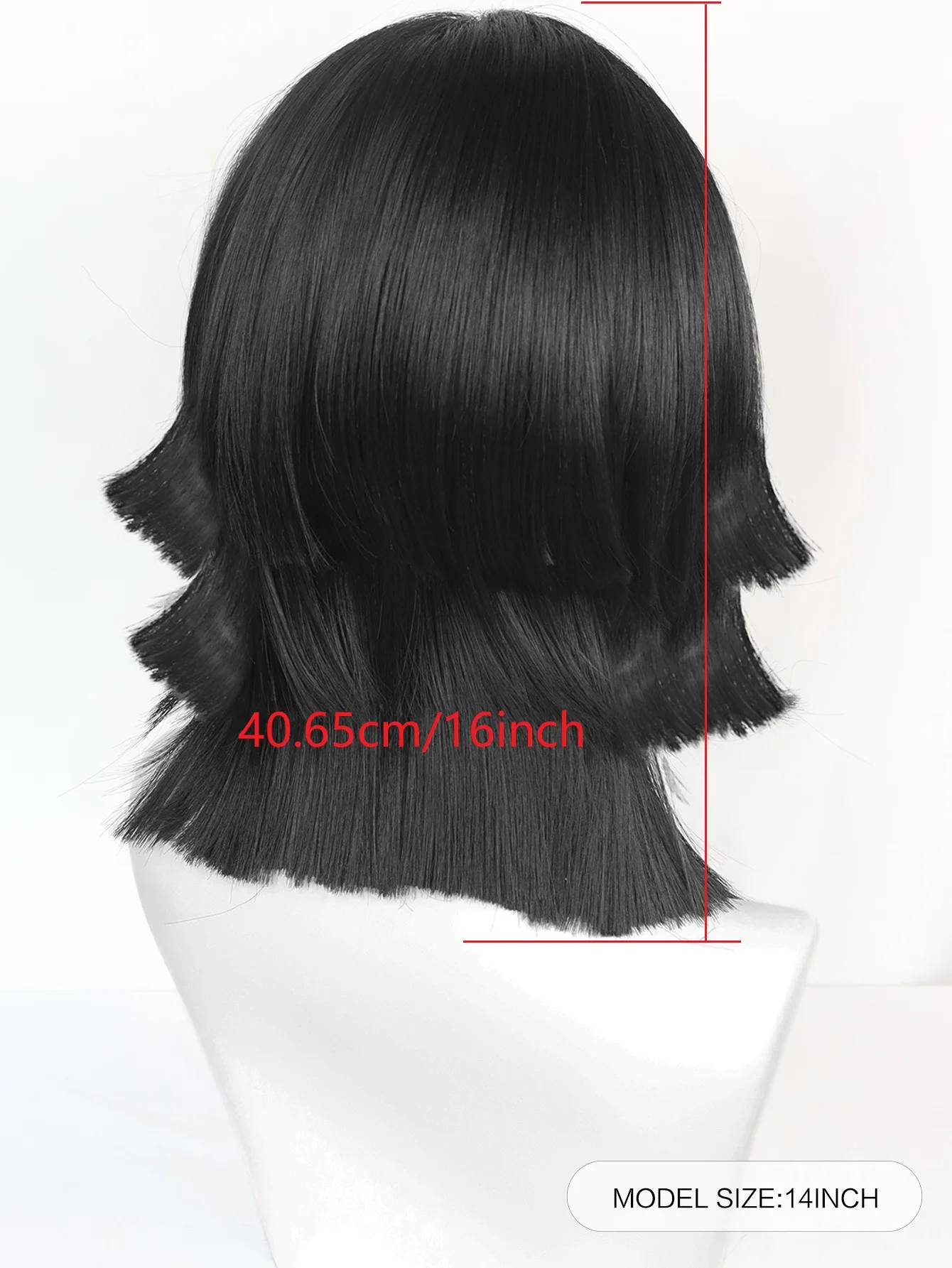 Men's black short straight layered role-playing synthetic wig with bangs, Halloween hair accessories, headwear