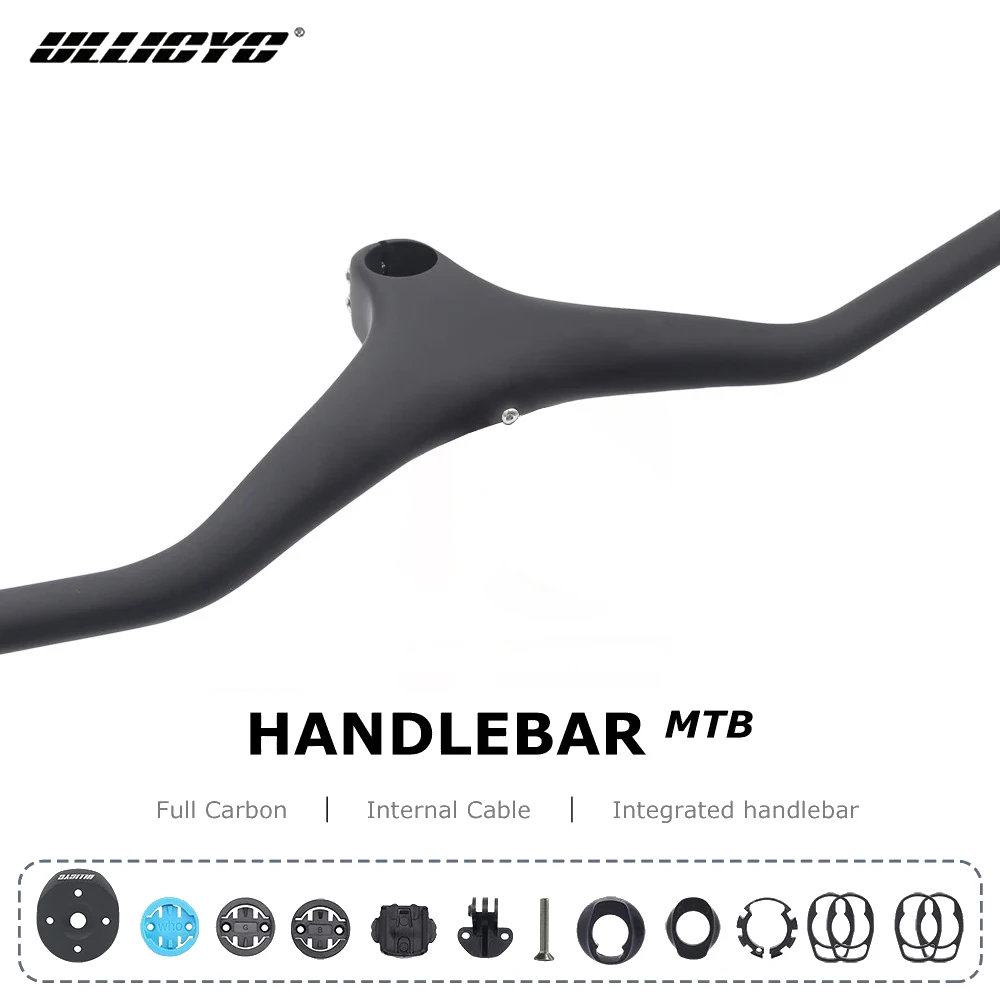 

Ullicyc Carbon Fiber MTB Handlebar Full Internal Cable Integration -17° Integrated Cockpit Top Mount XC Bicycle Handlebar
