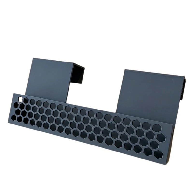 Clip-On Bed Shelf for Phone, Glasses and Remote, Honeycomb Front Tray with Cable Slot for Bedside Use at Night