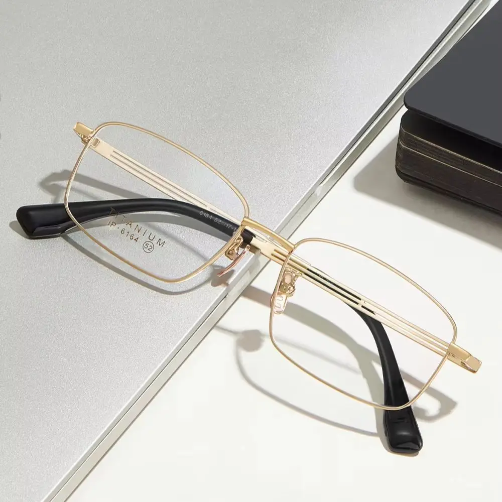 KUXA Pure Titanium Men's Glasse Gold Optical Frame With Prescription Lenses Progressive Vision Myopia Hyperopia Quality Eyewear