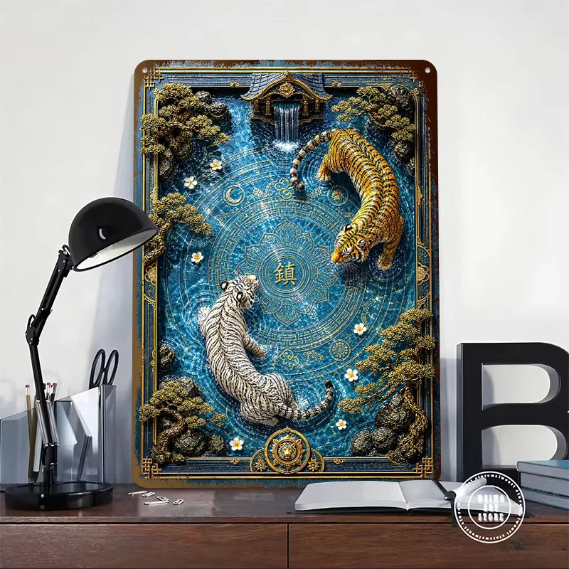 Rite of the Twin Guardians 3D Texture Printed Poster Custom Vintage Metal Tin Plate Sign for Wall Art Room Decoration Cozy Decor