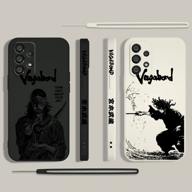 Miyamoto Musashi Vagabond Phone Case For Samsung A55 A53 A33 A52 A32 A71 A51 A21S A35 A25 5G Liquid Left Rope Funda