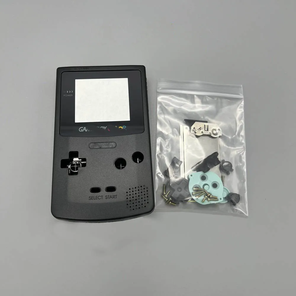 High quality Case Shell for  GAMEBOY COLOR  Game Console Cover for GBC Shell with glass Screen  label buttons matte black  clear