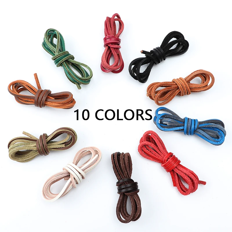 1Pair Square Leater Shoelaces 3MM Width Used For Men Women Martain Boots&Leather Shoes&Oxford Colorful Solid Laces Accessories