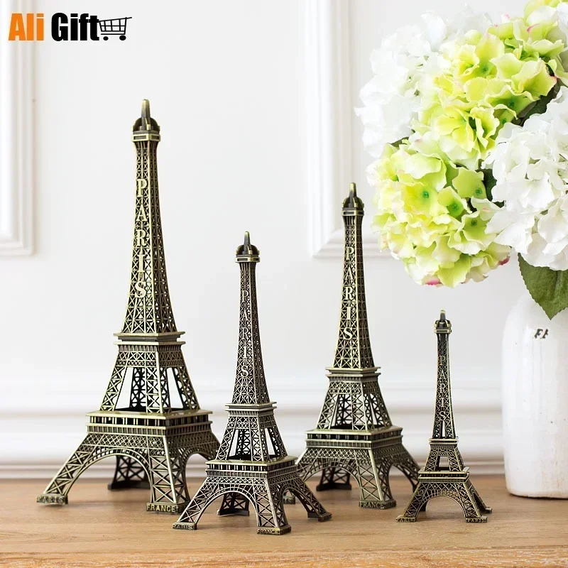Vintage Bronze Tone Paris Eiffel Tower Figurine Statue Alloy Model Decor Home Furnishing Household Desktop Decro 8-48 Cm Decor