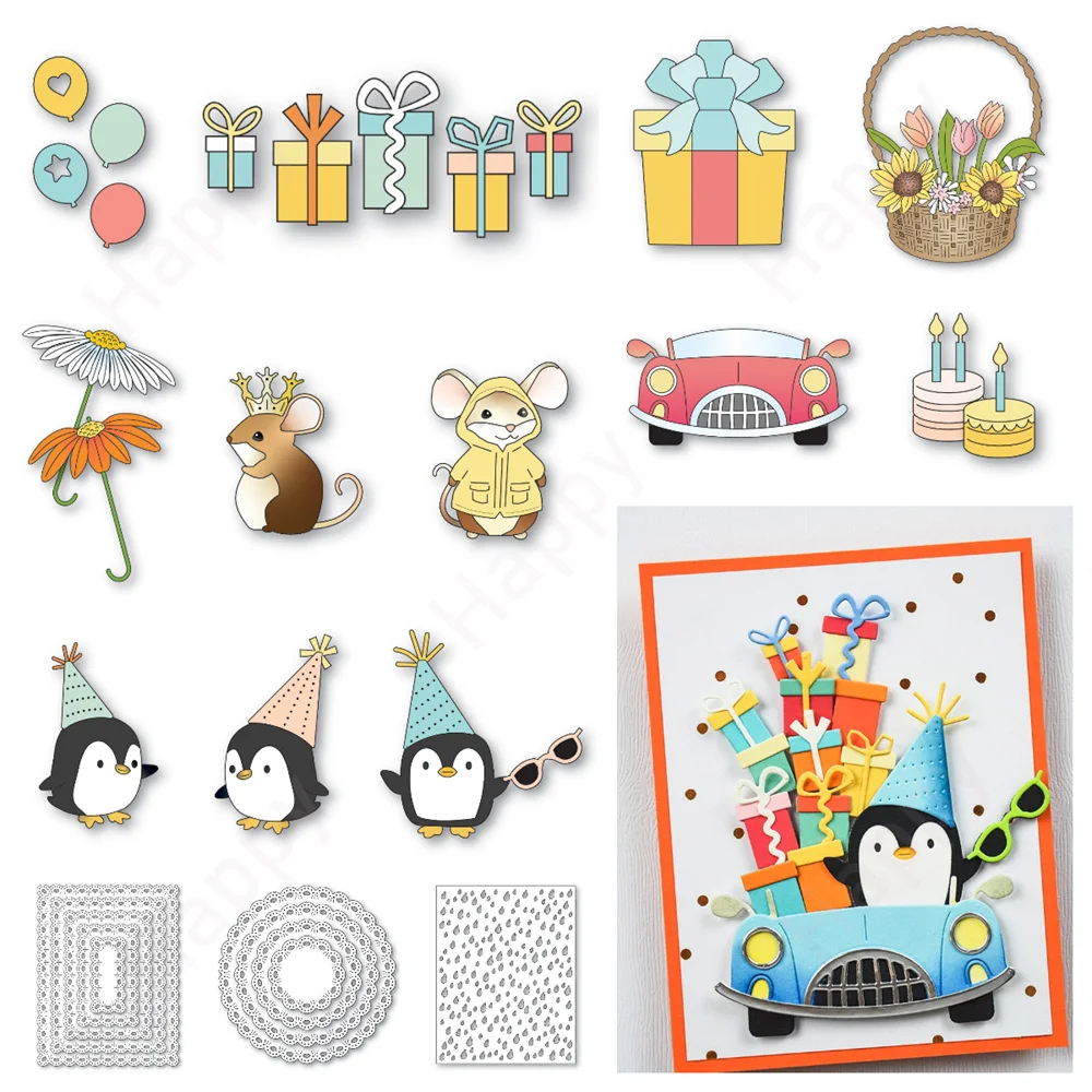 

Fancy Party Penguin Dies Metal Cutting Dies For DIY Scrapbooking Greeting Card Birthday present Decorative Embossing Paper Craft