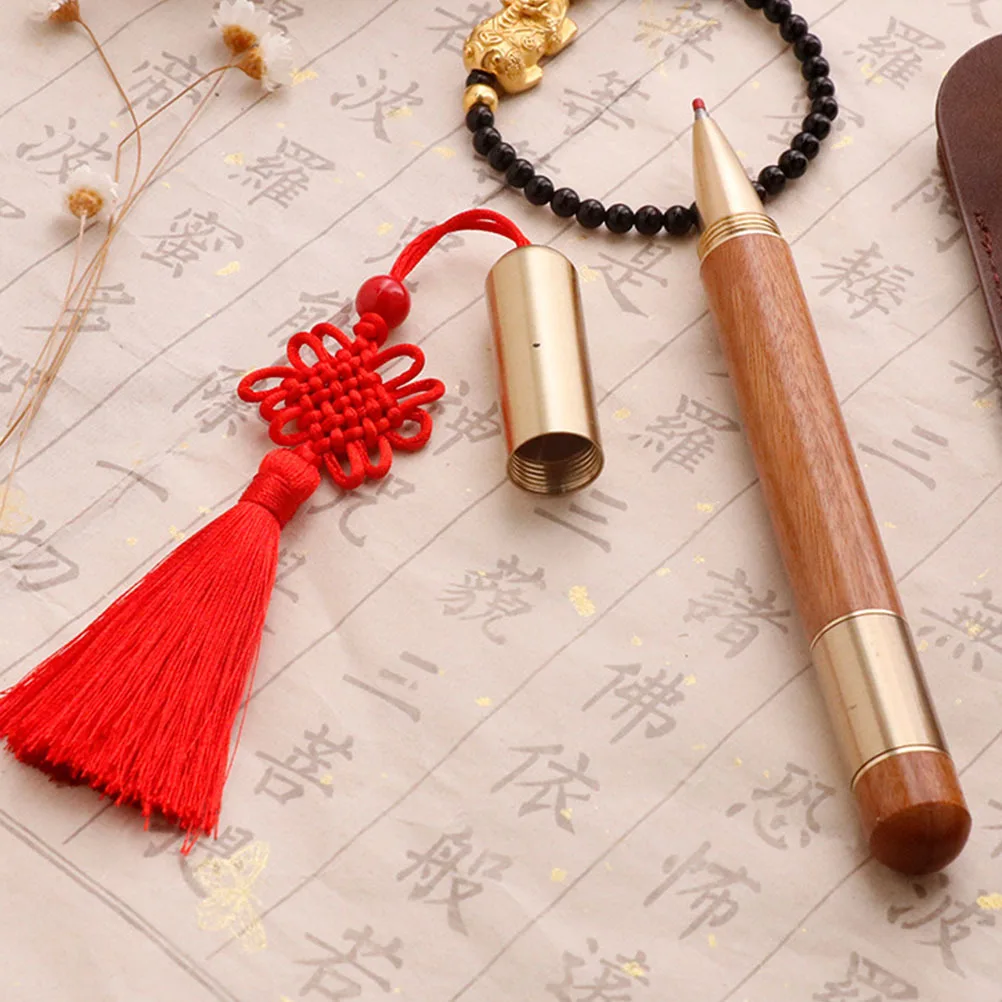

2pcs Wooden Gel Pens Brass Pen For Office Writing Drawing Vintage Chinese Knot Design Student Stationery Gift Gel Ink Pens