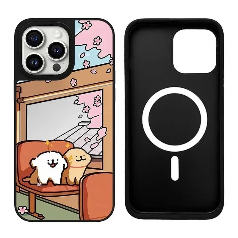 

Dog Friend Cartoon iPhone 11 12 13 14 15 Pro Max Mirror Surface MagSafe Case Cover Shell