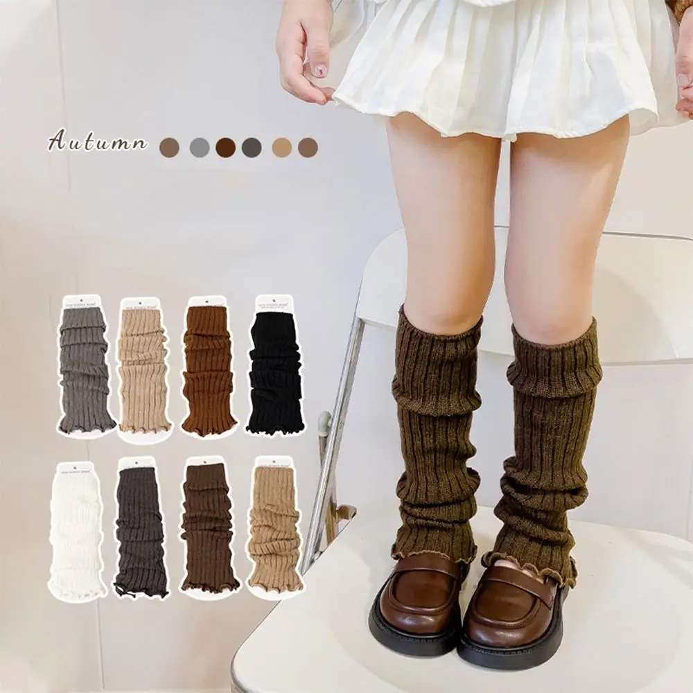 Cute Japanese Style Children's Leg Warmers JK Harajuku Knitted Leg Cover Woolen Balletcore Leg Socks Baby