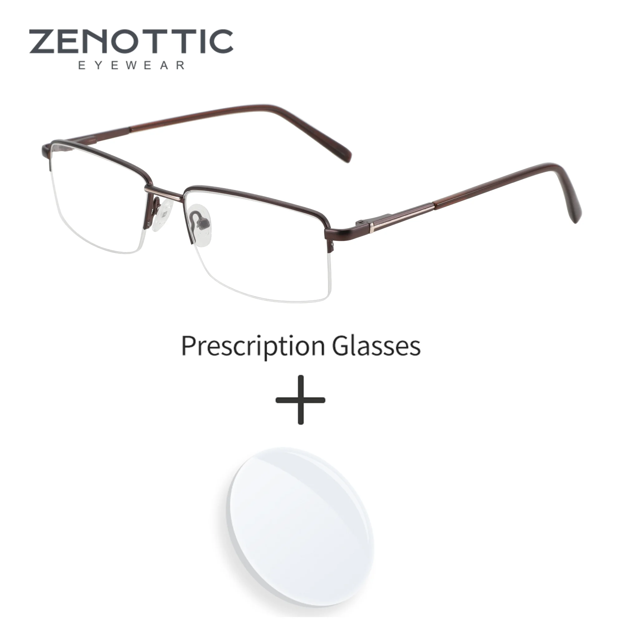 

ZENOTTIC M Size Half Rim Square Prescription Glasses For Men Modish Metal Anti Blue Light Photochromic/Myopia Optical Eyewear
