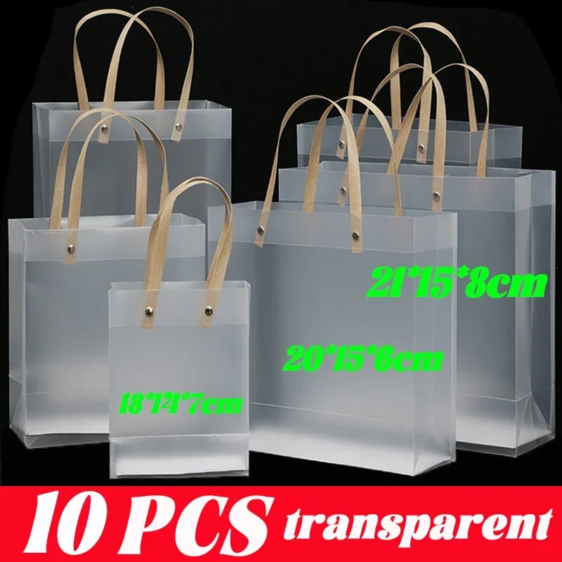 1-10Pcs Transparent PVC Handbag 3 Sizes Large Capacity Multi-purpose Candy Bag Plastic Gift Jelly Bags Outing Travel Hiking Bags