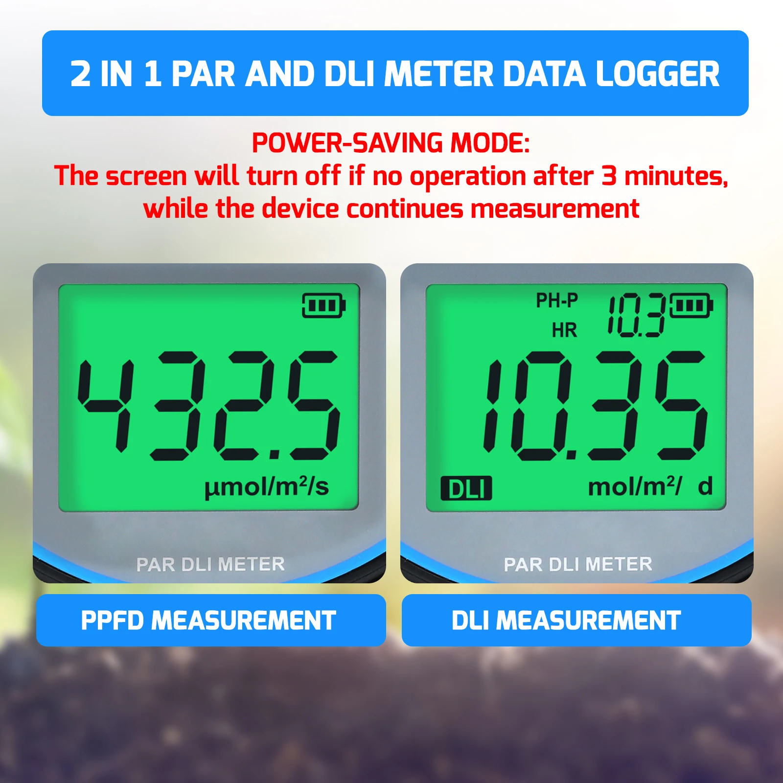 Neues digitales PAR DLI PPFD-Messgerät, Datenlogger, Lichttester, 400–700 nm, photosynthetisch, IP65, wasserdicht, für Gewächshaus, Gartenarbeit