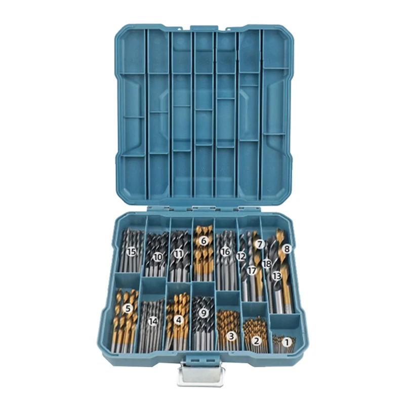 

Titanium Coated Drill Bit Masonry HSS Drill Bit Straight Woodworking Twist Drill For Plastic Wood Concrete Brick 130Pc